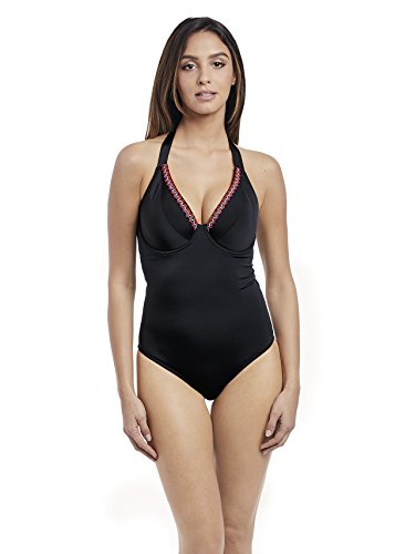 Freya Womens Mariachi Padded Halter Swimsuit, 30E, Black