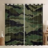 Feelyou Camouflage Curtains Bedroom Living Room Kids Camo 30%-50% Blackout Curtains Camouflage Print Darkening Dreapes Decor Military Style Green Window Treatments (2 Panels, 38 x 45 Inch)
