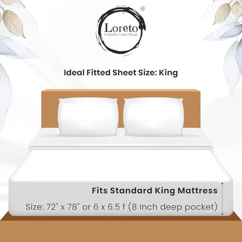 Image of LORETO - A QUALITY LINEN BRAND 100% Cotton Elastic Fitted Bedsheets King Size Cotton with 2 Pillow Cover Printed Fitted Bed Sheet for King Size Mattress - 78 x 72 Inch, Lavender Grey Spring Harmony