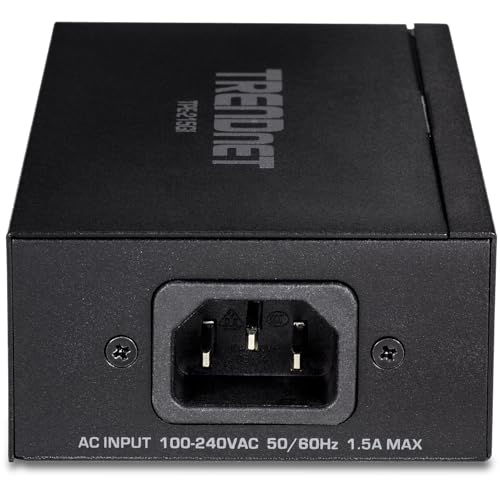Image of TRENDnet 2.5G PoE+ Injector, TPE-215GI, Supports (15.4W) and (30W), NDAA & TAA Compliant, IEEE 802.3af and 802.3at Compliant, Integrated Power Supply, Up to 100m (328 ft.), Black