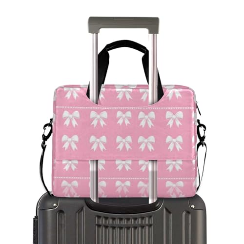 Funda para portátil con diseño de lazos blancos y rosa miniatura 4