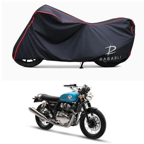 Image of Waterproof Bike Body Cover Compatible for | Royal Enfie Interceptor GT 650 | Taffeta Fabric, Red Piping Design, Bottom Elastic Fit | Dustproof, Sun UV & Rain Protection for All Bikes