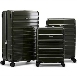 Eminent Voyager Kofferset 3-Teilig, Erweiterbar, Hartschalenkoffer, 4 Rollen, Leicht, TSA Schloss, Handgepäck Mittel Groß, Trolley Reisekoffer Rollkoffer Urlaub Dunkelgrün