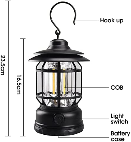 Camping Lantern Rechargeable, Kaishengyuan Camping Lamps Battery Operated with Rotating Dimmers,Vintage LED Portable Waterproof Hanging Tent Light,Vintage Camping Light for Hiking,Fishing, Power Cuts