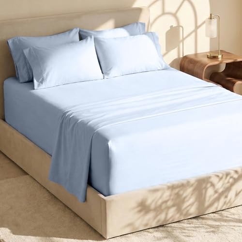 Hearth & Harbor Extra Deep Pocket King Size Sets - Fits Mattress 18-24 Inches Deep - Extra Deep Pocket Sheets - 6 Piece King Size - Ice Blue