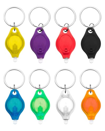 Novstuf 8PCS Mini Keyring Torch, Portable LED Keychain Torches Ultra Bright Key Ring Torch Small Flashlights with Battery Powered for Kids and Adults Outdoor Camping Hiking Emergency