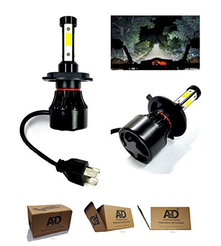 Image of A2D 3-Side Led Full Cobe H4 Hs1 Ultra Bright Bike Headlight Bulb Replacement Kit 6000K High-Low Beam-White for Hero Passion Pro Tr