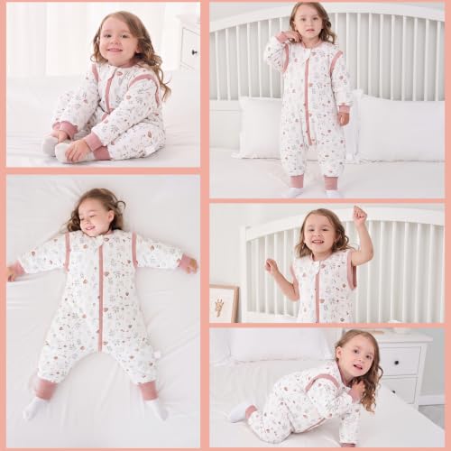 Image of LAT Winter Baby Sleep Bag with Feet,3-way zip Wearable Blanket with Removable Sleeves,Warm Sack for Toddler 2.5 TOG