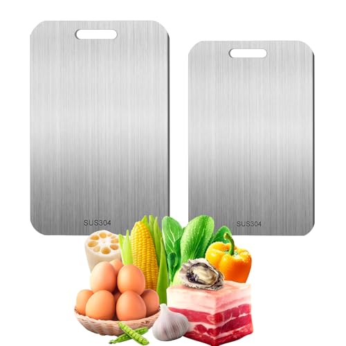 2 Pcs Titanium Cutting Board 2025 New Multifunctional Titanium Chopping Board Pure Titanium Cutting Board Food Grade for Ensure The Original Taste of The Ingredients