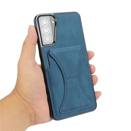 Coque pour Galaxy S23 Ultra cuir bleu étui pratique avec support pour vidéo