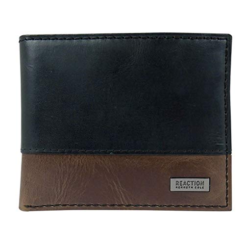 Kenneth Cole REACTION Men's RFID Extra Capacity Wallet, Black/Tan, One Size