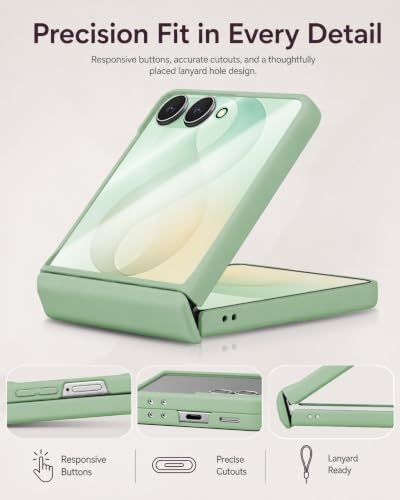 Image of STORMTAL for Samsung Galaxy Z Flip 8 Case, Hinge Protection, Built-in Screen Protector, Wireless Charging, Shockproof, Slim Rugged Phone Protective Case for Galaxy Z Flip 8 Matcha