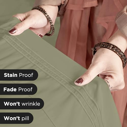 Image of ROYALE LINENS 4 Piece Queen Sheets Set - Soft Brushed 1800 Microfiber Bedding - 1 Fitted, 1 Flat Sheet, 2 Pillow Cases - Wrinkle Free & Fade Resistant - Hotel Luxury Bed Sheets (Sage Green, Queen)