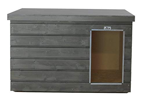 SAUERLAND Holz-Hundehütte Aktion Graphitgrau, mittelgroß, isoliert, Eingang Längsseite