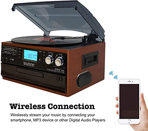 Boytone BT-22MS, Bluetooth Record Player Turntable, AM/FM Radio, Cassette, CD Player, 2 Built in Speaker, Ability to Convert Vinyl, Radio, Cassette, CD to MP3 Without a Computer, SD Slot, USB, AUX - Les Beatles, Paul McCartney, John Lennon, RIngo Starr, George Harrison Boytone BT-22MS, Bluetooth Record Player Turntable, AM/FM Radio, Cassette, CD Player, 2 Built in Speaker, Ability to Convert Vinyl, Radio, Cassette, CD to MP3 Without a Computer, SD Slot, USB, AUX – Image 5