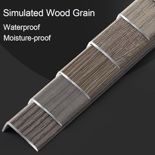 Azulejo de madera gris de 90 cm con borde de aluminio y base 5