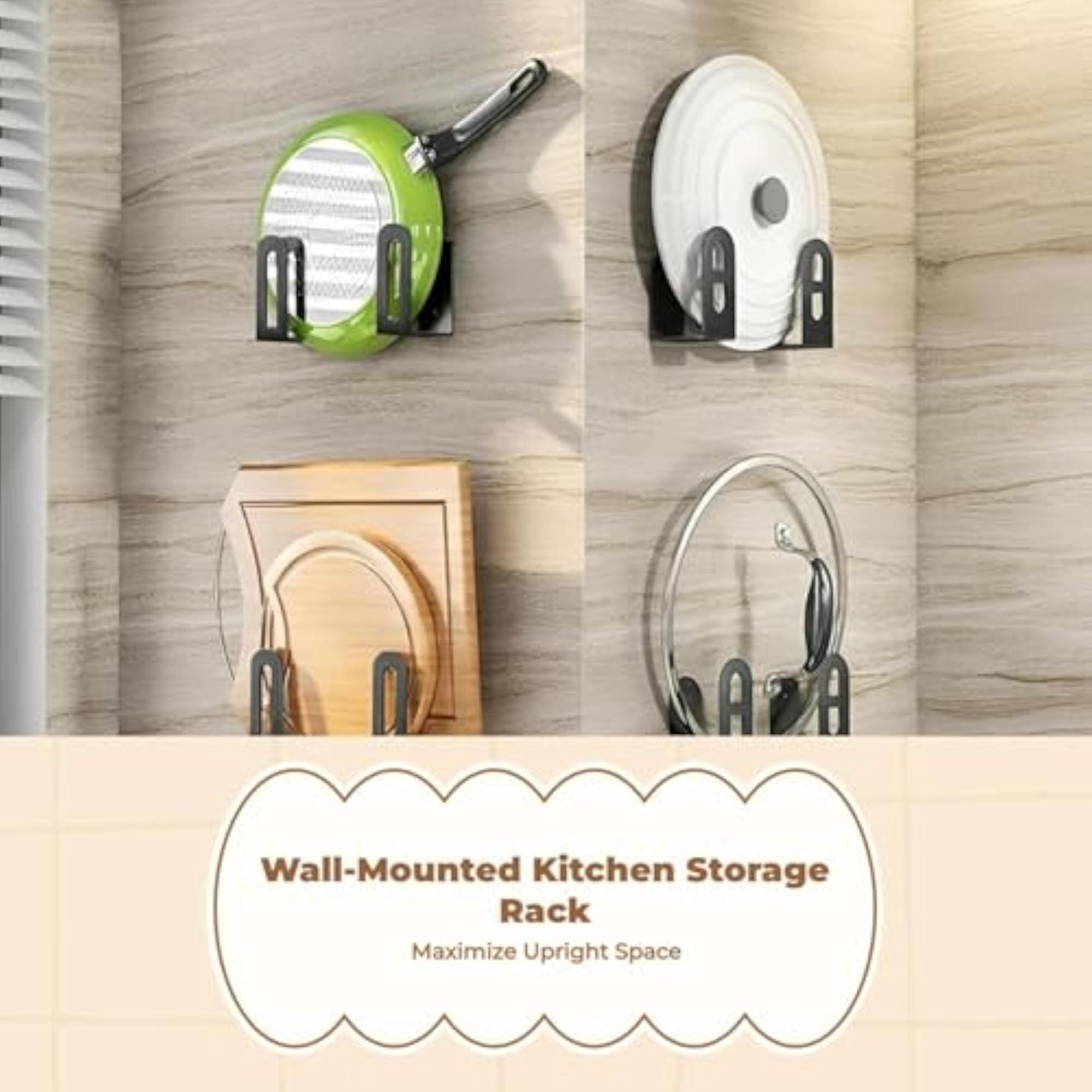 Storage Rack, Hole Organizer, Kitchen Pot Lid & Cutting Board Holder