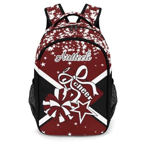 Cheer Backpack for Cheerleader - Custom Name Cheer Bag Personalized Cheerleading Bookbag Gifts for Cheer Team Coach (Maroon)