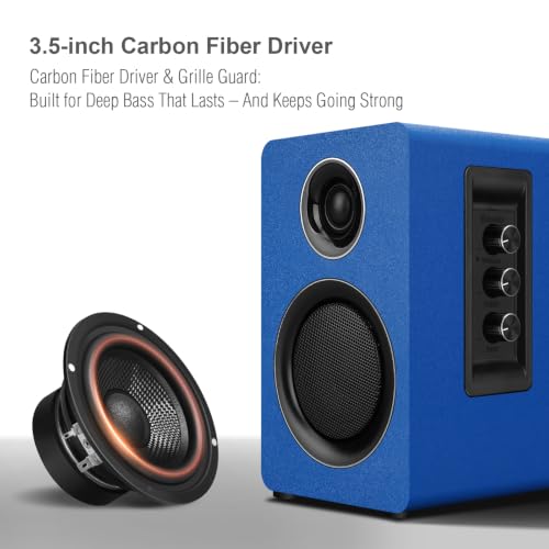 Image of Computer Speakers, Bluetooth 5.3, USB-C, AUX /RCA, 3.5-Inch Woofer, Blue