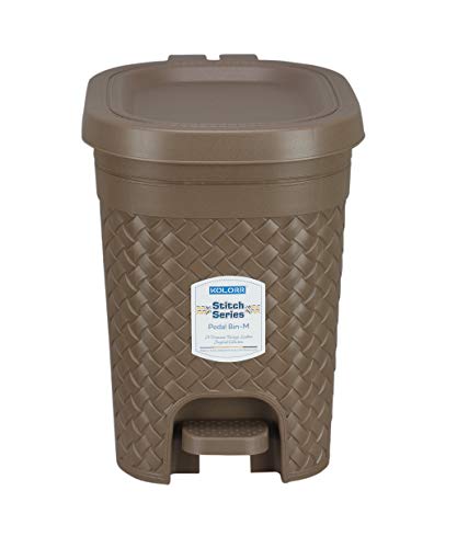 Kolorr Stitch Pedal Waste Bin Modern Design Trash Can Plastic Dustbin – 7L (Brown)