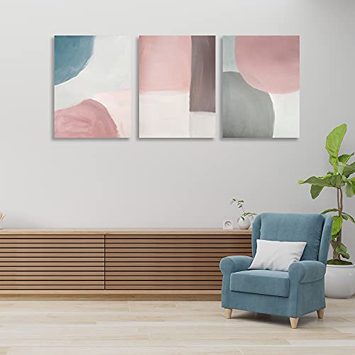 Abstract Canvas Wall Art Contemporary Pink Blue Art Prints Modern Poster Pictures Home Decor For Living Room Dining Room Bedroom Office Wall Decorations 12”X16”X3Pcs #TOP4