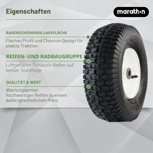 Marathon 20336 Pneumatischer (luftgefüllt) Rasenmäherreifen auf Rad, 33 x 12,7-15,2 cm, 1 Stück