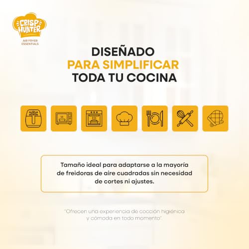 Miniatura 5 de Crisphunter Papel Para Freidora De Aire 100 Unidades, Moldes Cuadrados 16 X 16 X 4,5 Cm, Antiadherentes Desechables, Papel De Horno Para Cocción Limpia