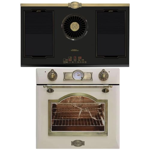 Kaiser EH 6355 ElfEm+KCT 9365 IEm - Juego de horno eléctrico empotrable, sistema telescópico, 67L, 8 funciones con placa de inducción retro con extractor integrado de 1250 m³/h