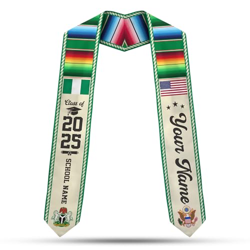 MonkeyVan Nigerians Graduation Sash Custom Nigerians American Flag Graduation Sash 2025 Nigeria Graduation Stole Class of 2025 Ng11