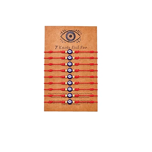 Poxtex 9pcs Evil Eye 7 Knot Lucky Bracelets, Rakhi for...