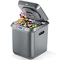 Electric Composter for Kitchen: Smart Compost Bin Outdoor/Indoor, Odorless/Auto-Cleaning/Intelligent LED Display, 2.5L Auto Garbage Disposal Home Composting Bin, Turn Waste into Fertilizer (Gray)