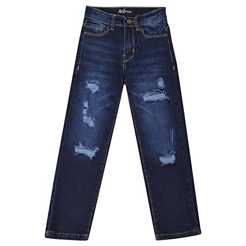 A2Z Kids Boys Relaxed Straight Fit Boot Cut Dark Blue Ripped Jeans Stretchy Comfort - Jeans JN64 Dark Blue._13