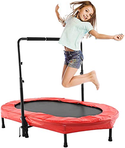 Bunao Portable & Foldable Fitness Workout Mini Rebounder Trampoline 40 Inch Max Load 300lbs with Adjustable Handrail for Indoor Garden Workout Cardio Exercise (Type6)