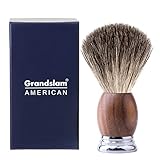 Grandslam Luxury Badger Shaving Brush Handmade Pure Badger Hair Brush with Wood Handle Heavy Alloy Base + Badger Bristle