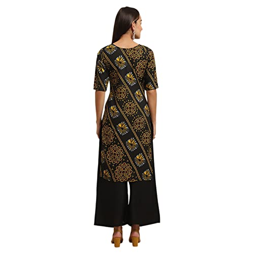 Image of Pinkmint Women's Crepe Floral Regular Kurta