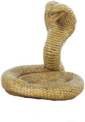 Coiled Cobra Concrete Statue, 14" Tall, Autumn Wheat Color