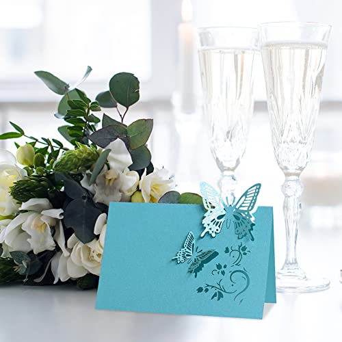 Uposao 50 Stück Tischkarten Hochzeit, Hohle Schmetterling Platzkarten Grußkarten zum Beschriften Namenskarten Sitzplatzkarten Blanko für Hochzeit Party Feste Geburtstag Party Dekoration,Lila