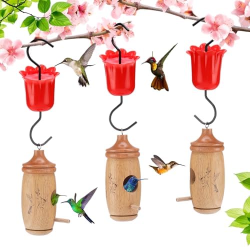 Amazon.com: 3 Pcs Wooden Hummingbird Houses, Natural Humming Bird House ...
