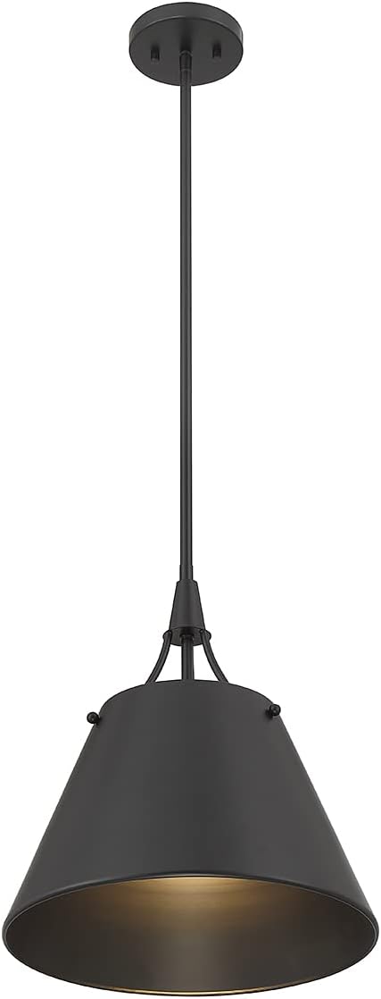 Savoy House 7-4499-1-89 Willis Vintage Modern Traditional Metal Pendant, 1-Light 60 Watt, 16" H x 14" W, Matte Black