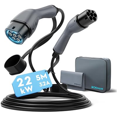 Bokman Kabel Ładujący Typu 2, 22 kW | 32A | 3 Faza | 5 Metra | Tryb 3, Typu 2 do Typu 2