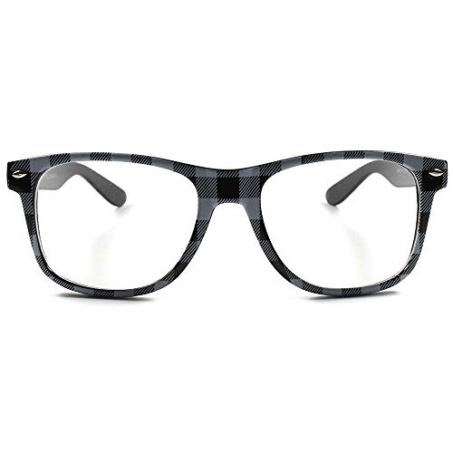 Plaid Print Retro Mens Womens Geek Nerd Clear Lens Fashion Eye Glasses2