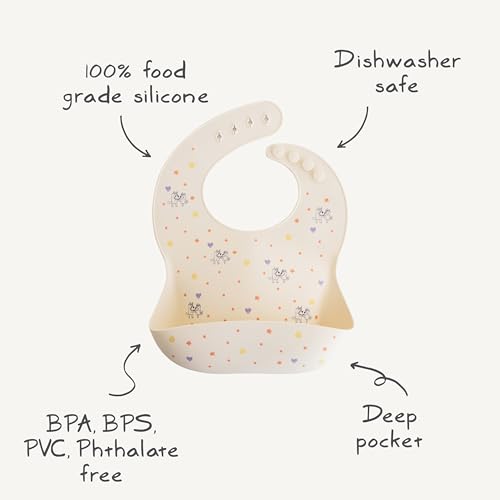 Image of mushie x Bluey Silicone Baby Bib | Adjustable Fit Waterproof Bibs (Bluey Ivory)