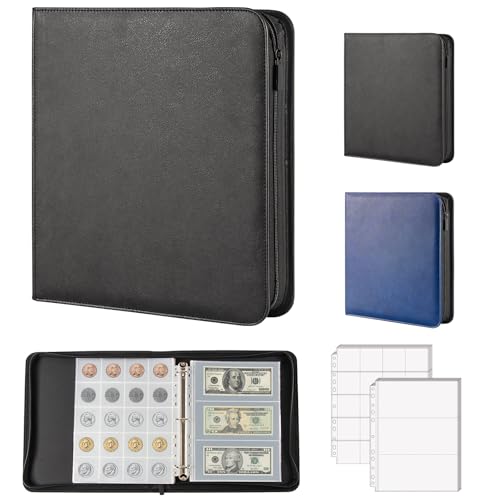 Lonamos Coin & Currency Collecting Album 320 Slots +72 Sleeves Black