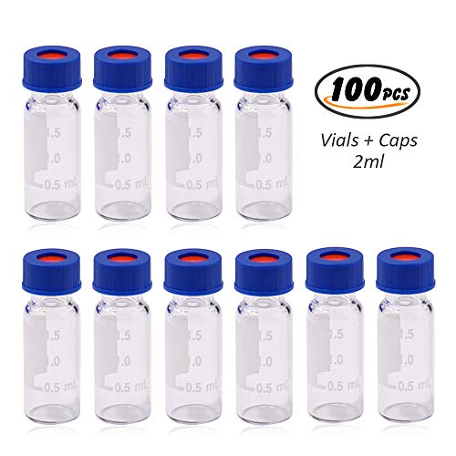 Autosampler Vial, 2ml HPLC Vial, Clear Lab Vial, Sample Vial with Writing Area
