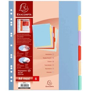 Exacompta 25 x Register A4 Maxi PP Blanco 6-teilig