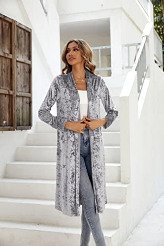 Image of R.Vivimos Women's Long Sleeves Casual Velvet Jacket Open Front Cardigan Coat Outerwear