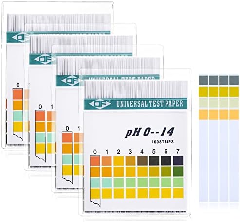 Universal pH Test Paper Strips for Test Body Acid Alkaline pH Level, Skin Care, Aquariums, Drinking Water, with 4 Testing Panels for Increased Accuracy, Measure Full Range 0-14