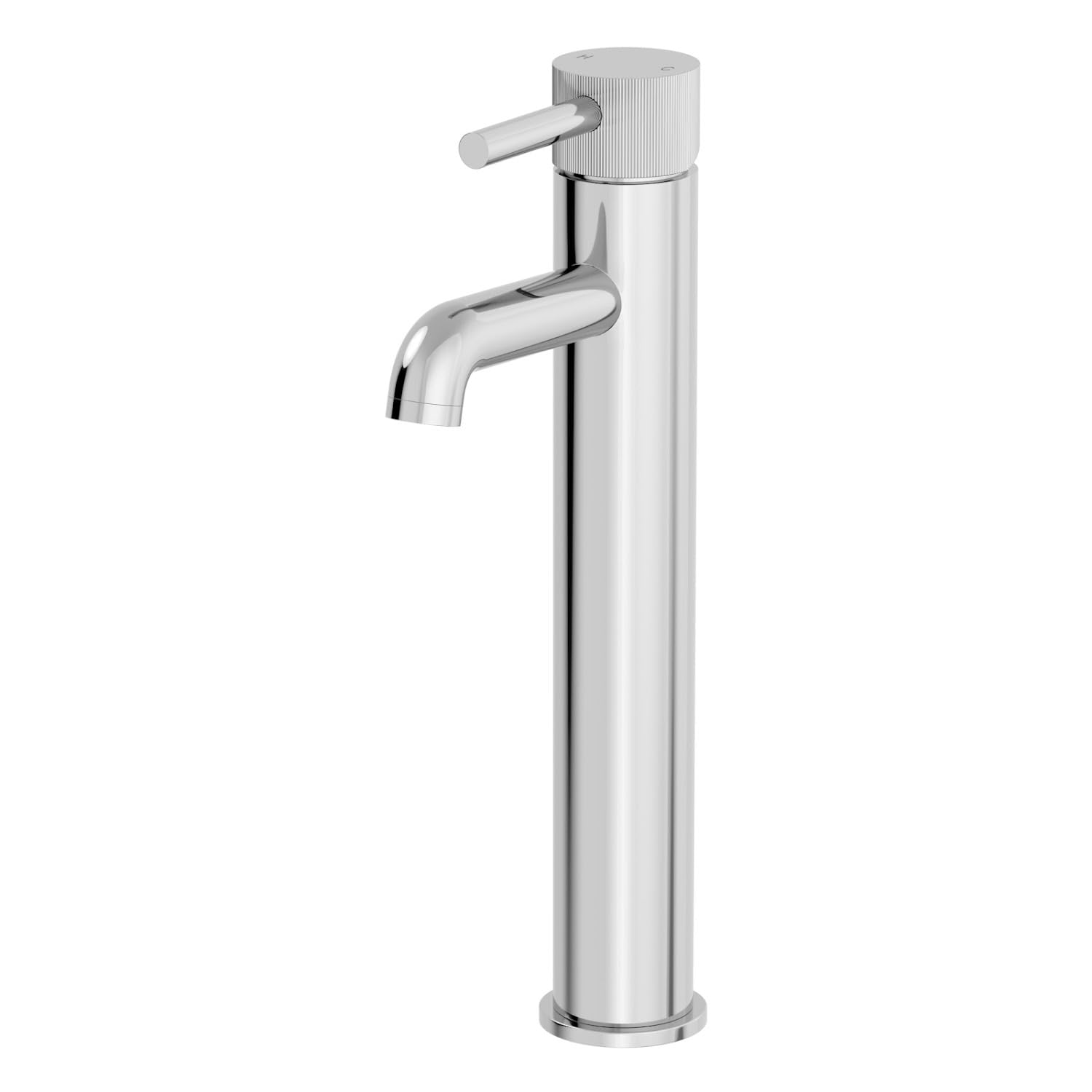 Architeckt® Fluted Bathroom High Rise Basin Sink Mixer Tap Modern Mono Round Single Lever Handle Faucet for Sinks, Chrome