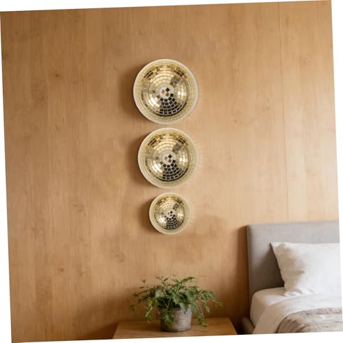 3 unidades de bolas espejadas de vidrio dorado, semiesféricas para colgar en pared con adhesivo trasero, decoración reflectante para festivales de música y espacios comerciales, fácil de limpiar miniatura 6