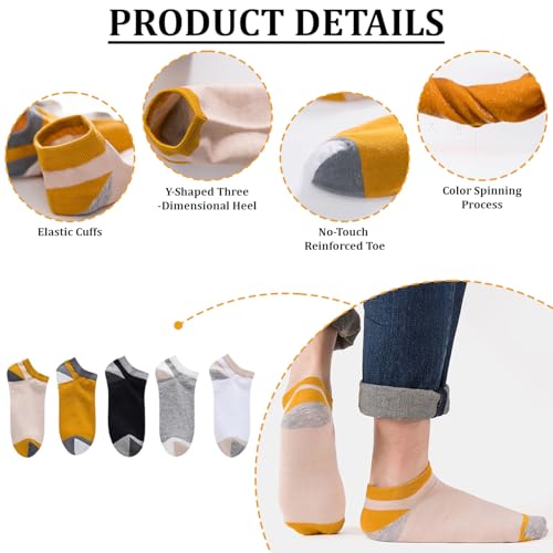 Image of MOMISY Men's Premium Cotton Cushion Ankle length Socks, (Multicolor) Pack of 5 (Free Size)